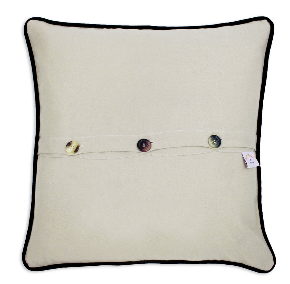 Catstudio- Washington Hand-Embroidered Pillow - Pine & Moss