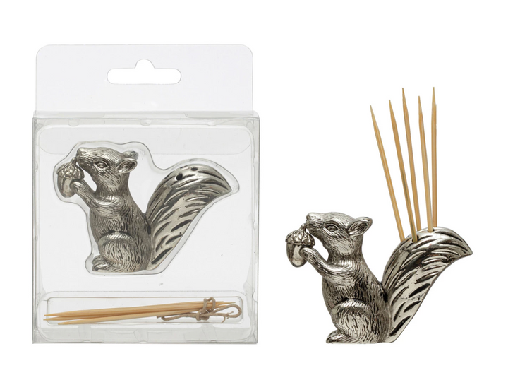 Pewter Squirrel Toothpick Holder