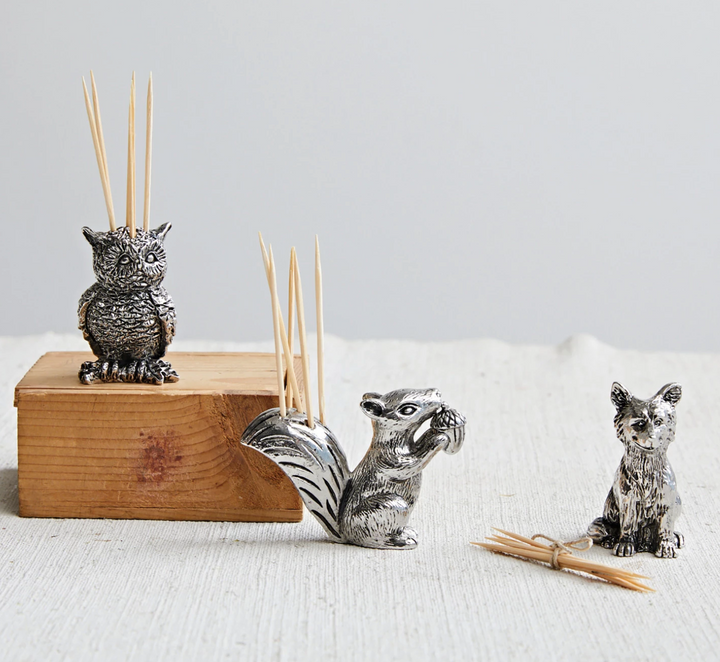 Pewter Squirrel Toothpick Holder