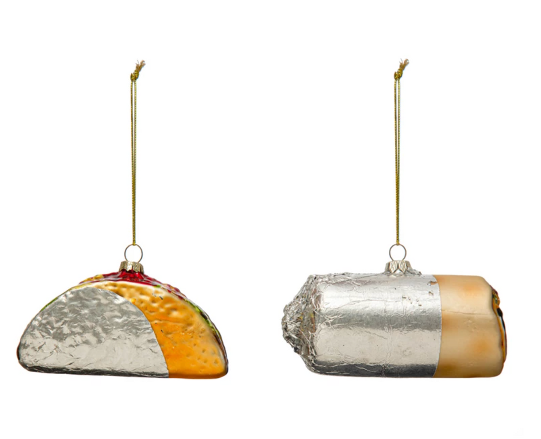 Hand-painted Glass Burrito or Taco Ornament