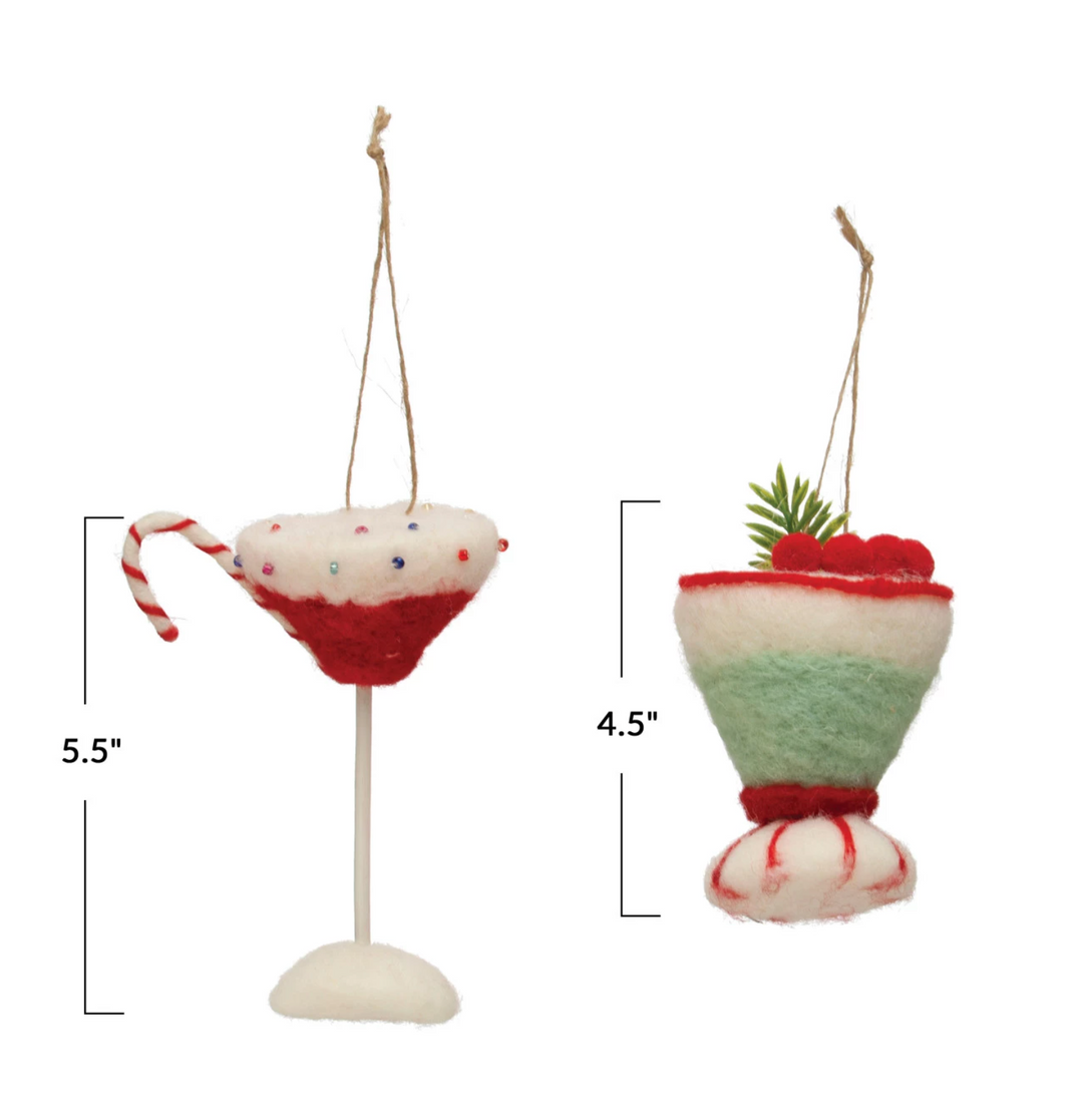 Wool Felt Cocktail Ornament