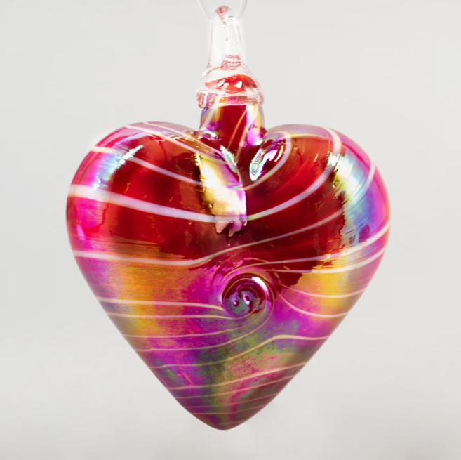 GLASS EYE STUDIO Cupid Red Heart artisan glass heart