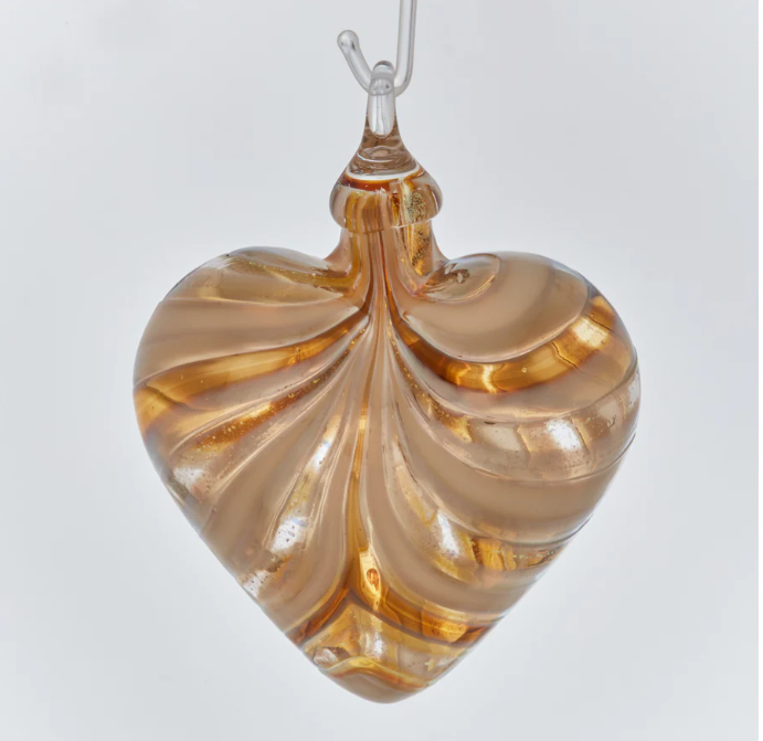 GLASS EYE STUDIO Golden Amber Artisan Heart