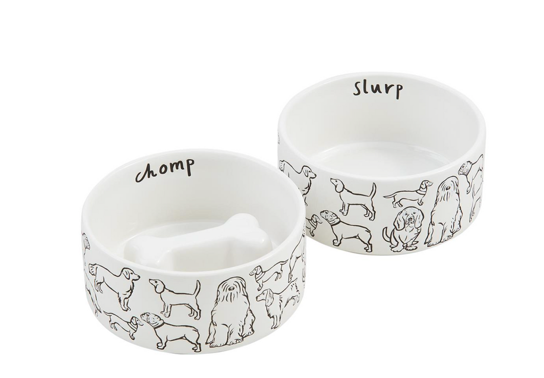 Chomp Slurp Dog Bowl Set - Pine & Moss