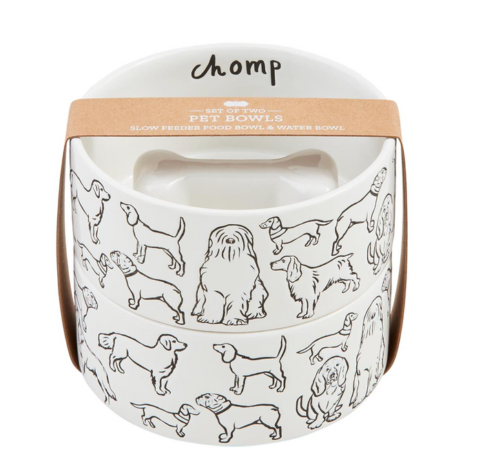 Chomp Slurp Dog Bowl Set - Pine & Moss