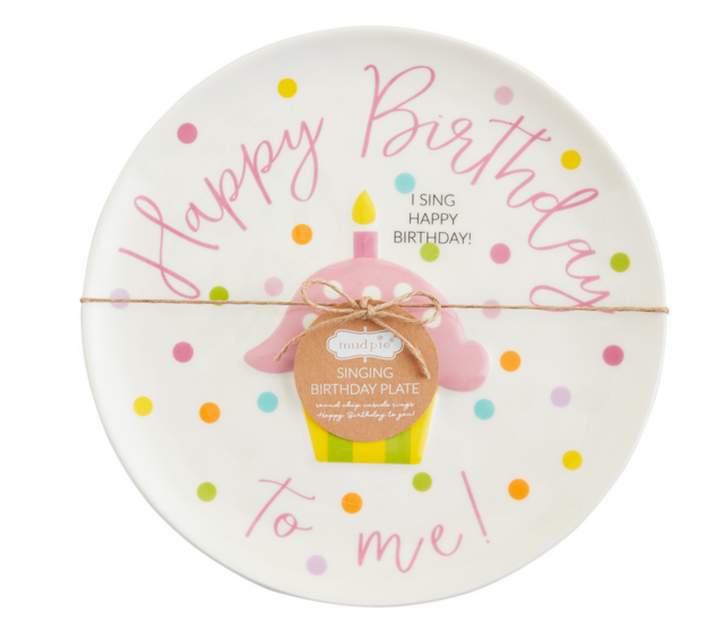 BIRTHDAY SINGING PLATE- Pink or Blue - Pine & Moss