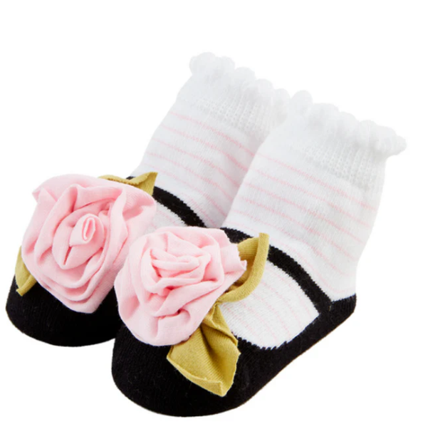 Baby Rose Striped Socks - Pine & Moss