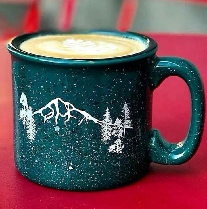 Mountain Forest  or Pine Tree Ceramic Campfire Mug- Sold Individually