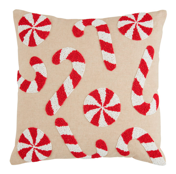 Candy Cane Beaded Pillow