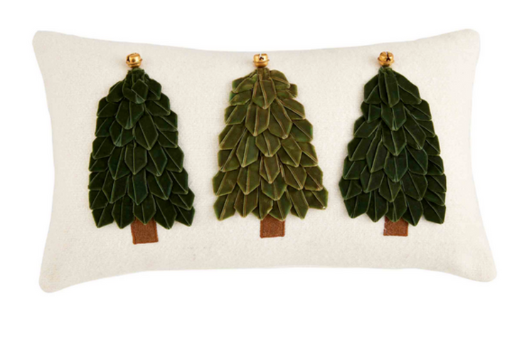 Lumbar Velvet Ribbon Tree Pillow