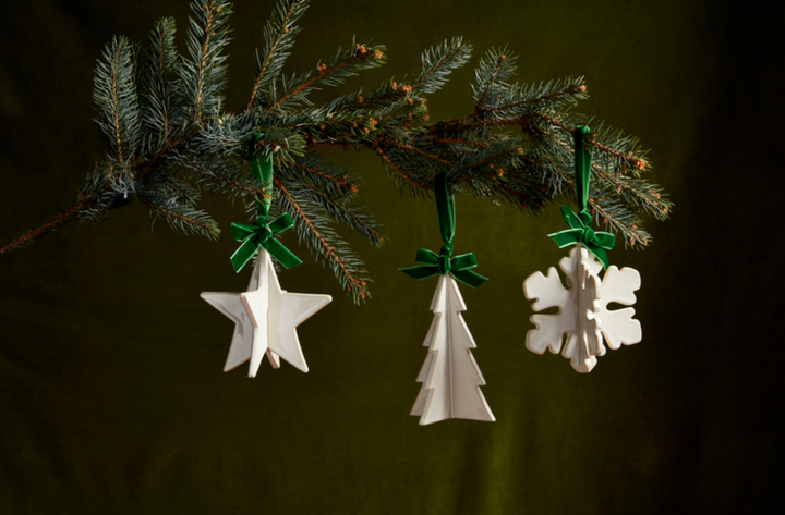 White Stoneware Ornaments