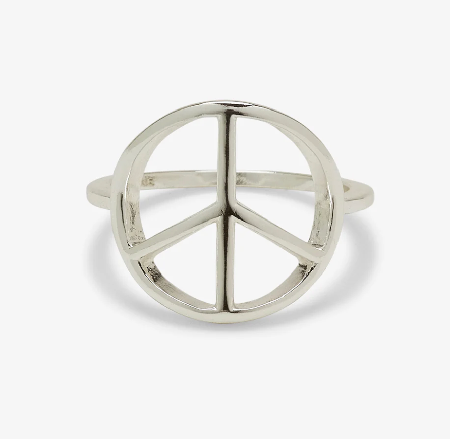 Pura Vida Peace Sign Ring - Pine & Moss