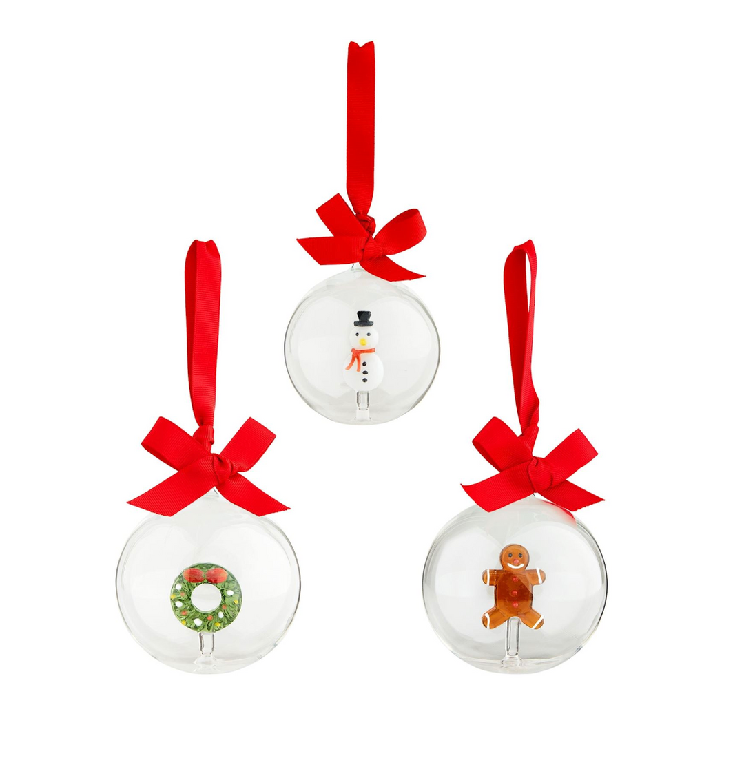 Glass Christmas Icon Ornaments