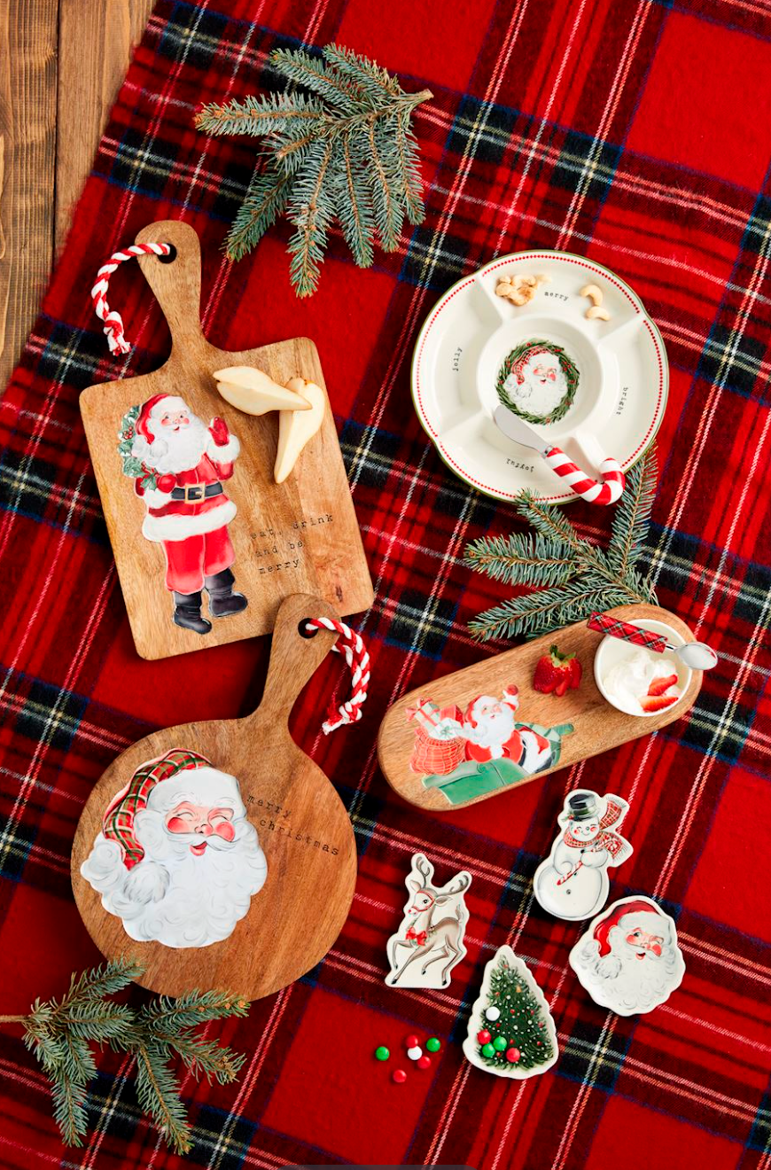 Classic Christmas Tidbit Plates