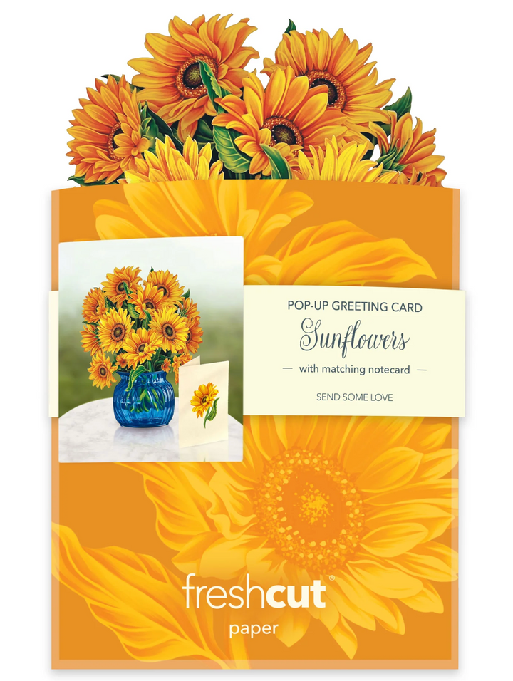 Mini Sunflower Pop-up Greeting Card - Pine & Moss