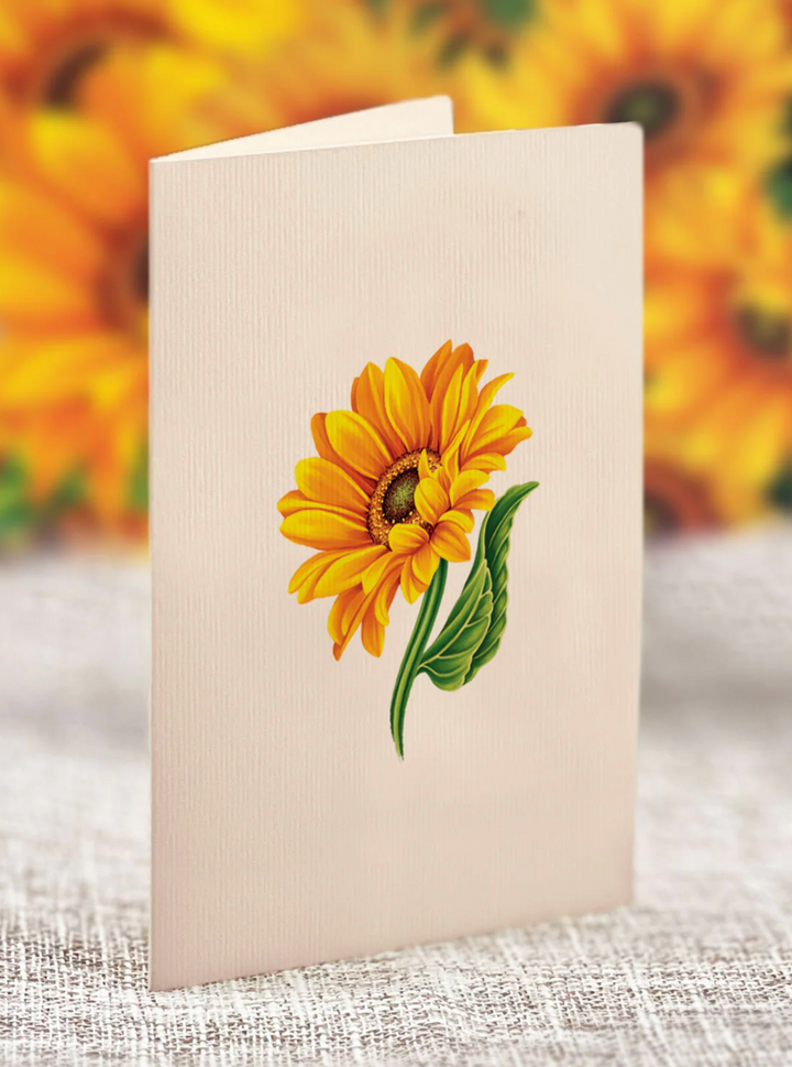 Mini Sunflower Pop-up Greeting Card - Pine & Moss