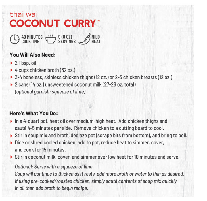 Thai Wai Coconut Curry Soup Mix