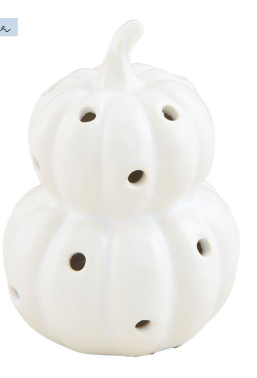 White Pumpkin Light-Up Sitter - Pine & Moss