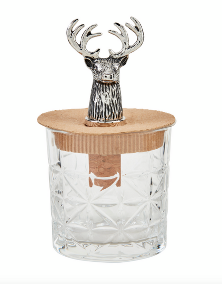 Deer Glass & Bottle Stopper Set