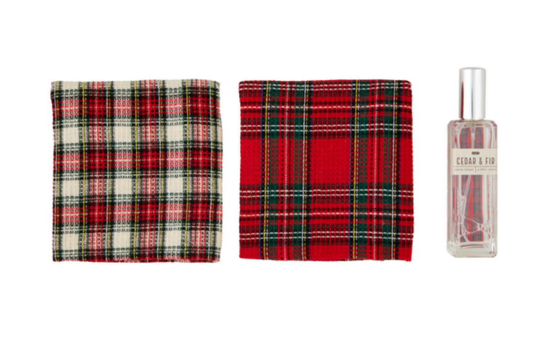 Tartan Room Spray Towel Set - Pine & Moss