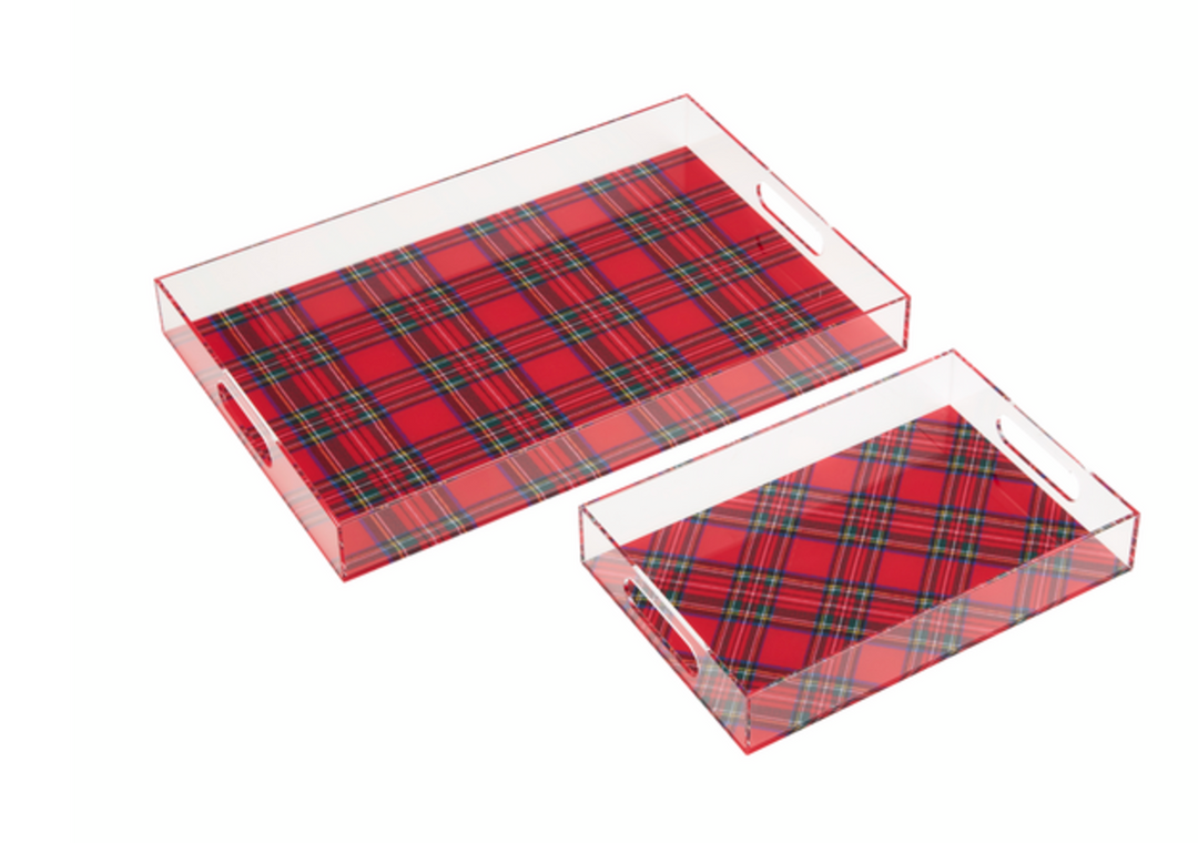 Tartan Acrylic Tray Set - Pine & Moss