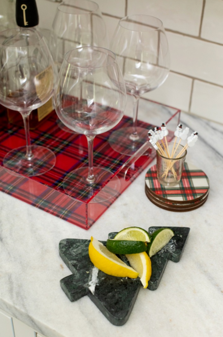 Tartan Acrylic Tray Set - Pine & Moss