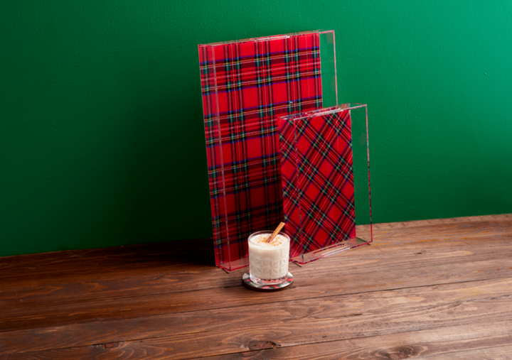 Tartan Acrylic Tray Set - Pine & Moss