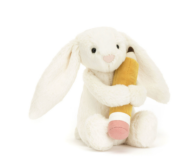 Jellycat- Bashful Bunny with Pencil - Pine & Moss