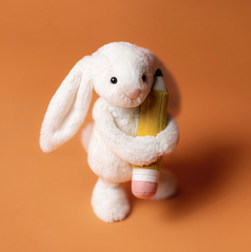 Jellycat- Bashful Bunny with Pencil - Pine & Moss