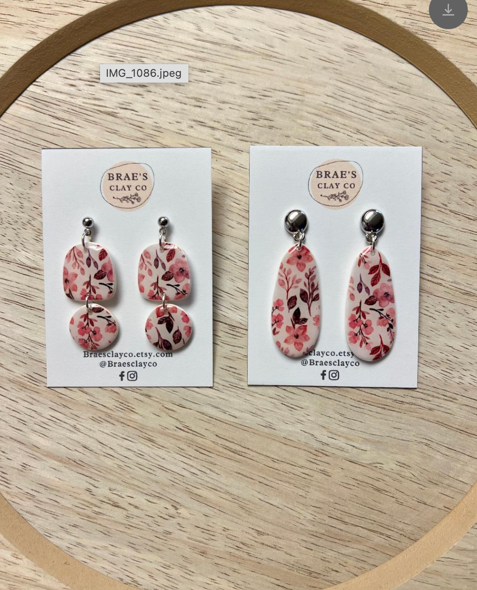 Brae's Clay Co.- Floral Dangle Earrings Two Styles