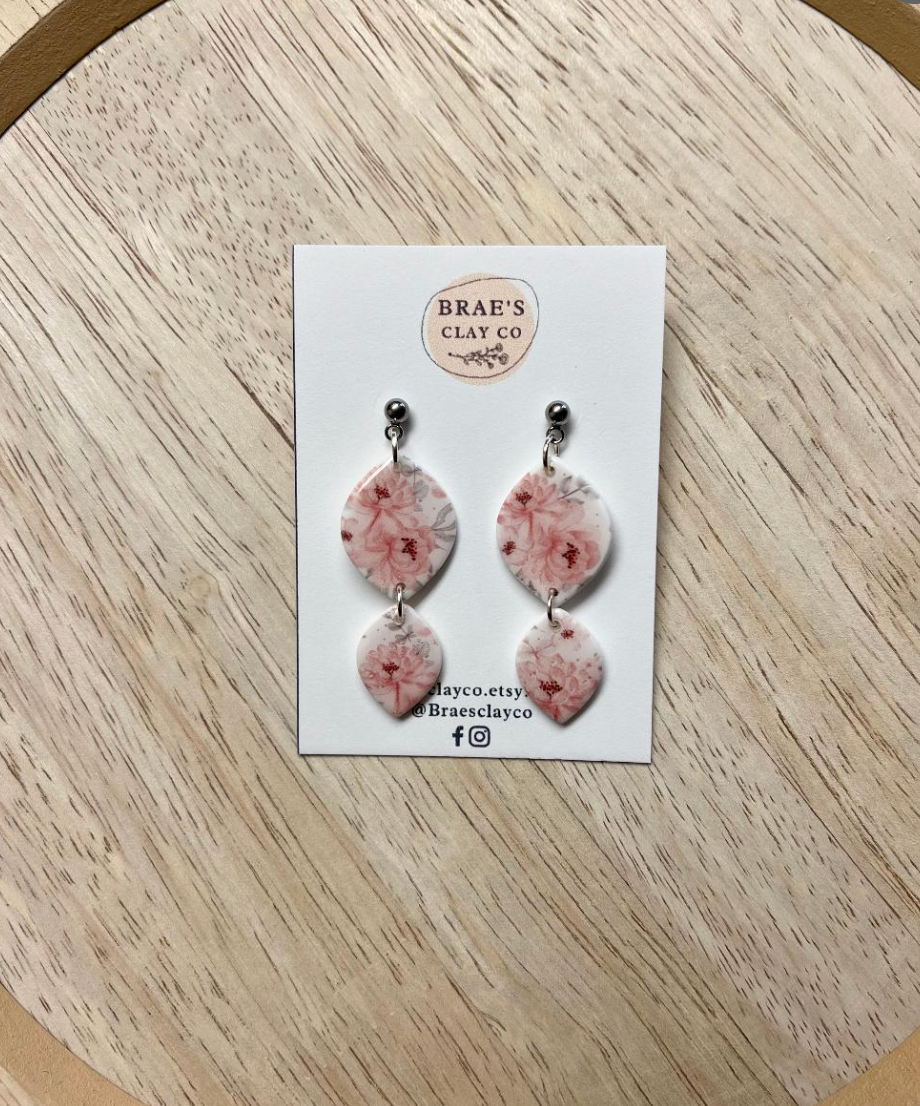 Brae's Clay Co.- Cherry Blossom Dangle Earrings