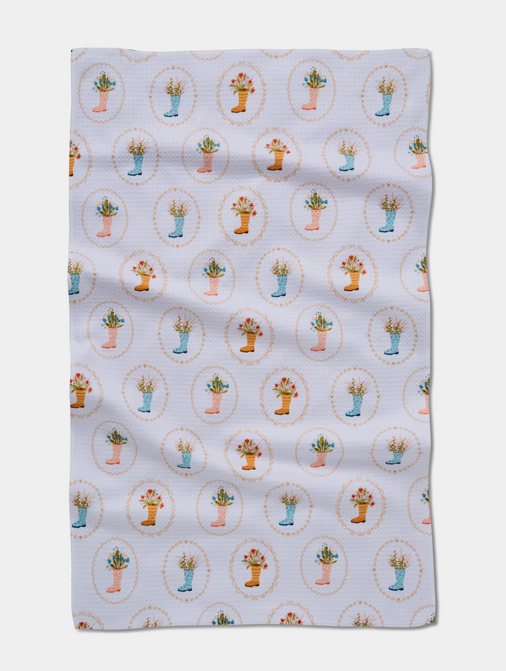 Geometry Tea Towel- Rainboots in Bloom