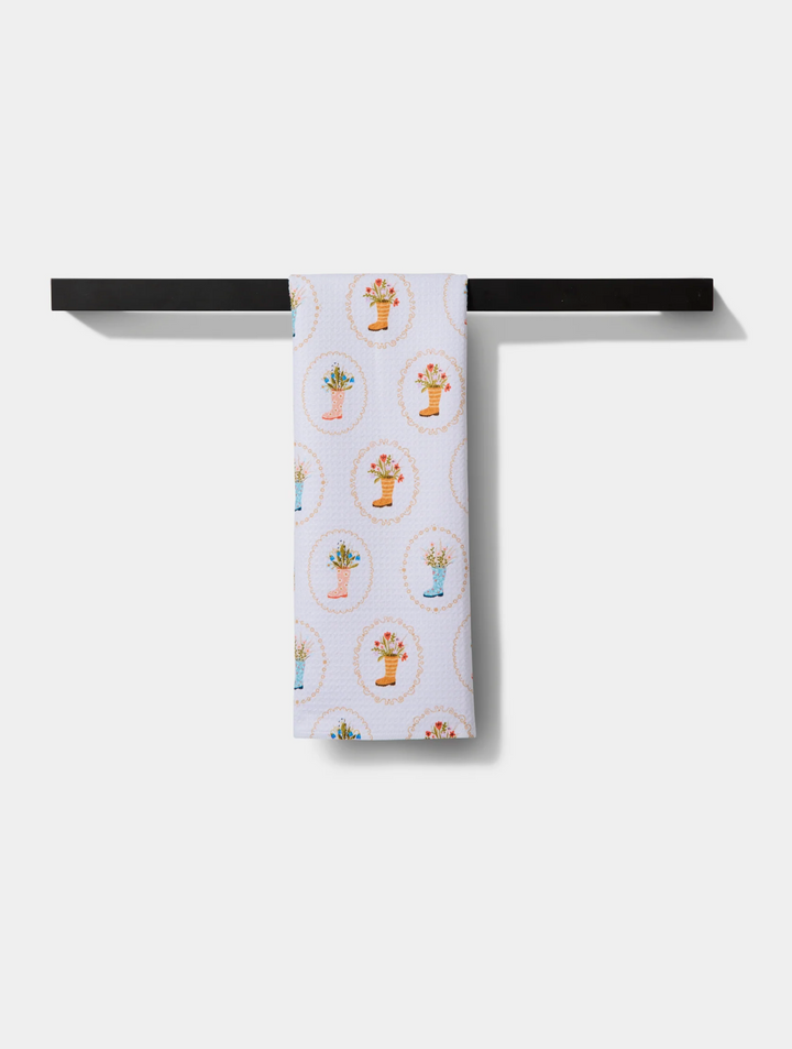 Geometry Tea Towel- Rainboots in Bloom