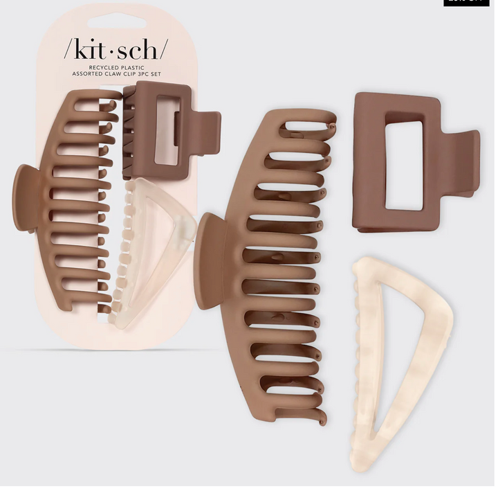 Neutral Assorted Claw Clips 3pc Set