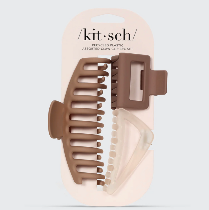 Neutral Assorted Claw Clips 3pc Set