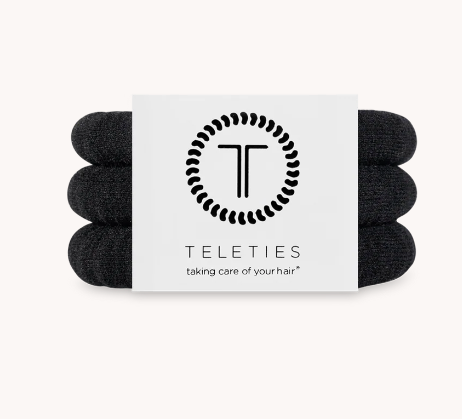 Jet Black Small Nylon Hairties - Pine & Moss