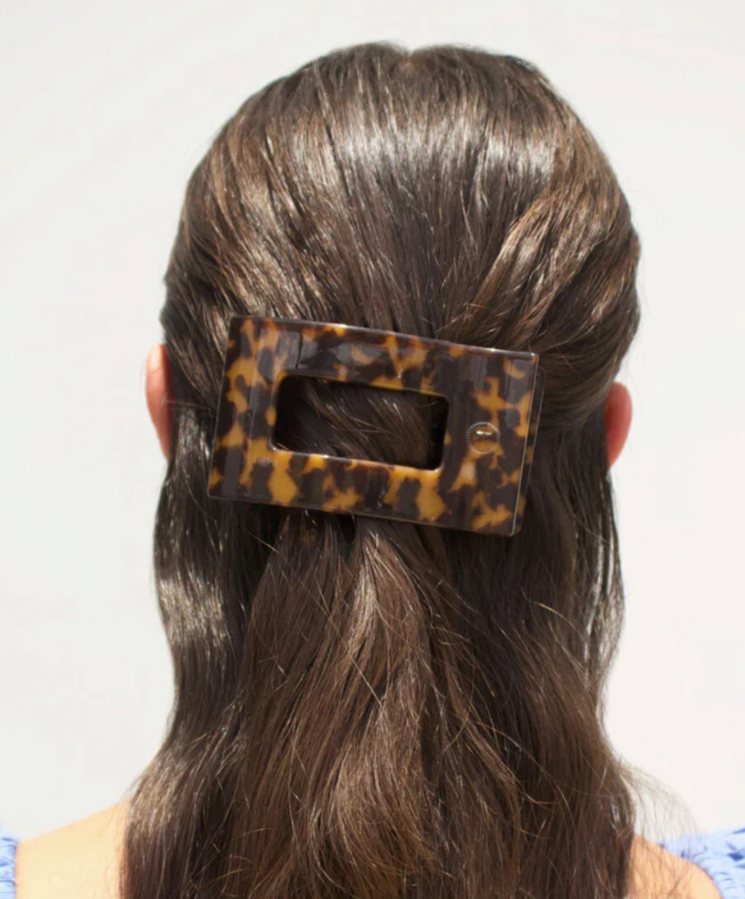 Tortoise Flat Rectangle Hair Clip- Three Sizes - Pine & Moss