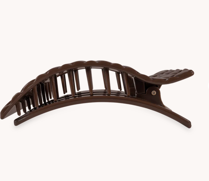 Quilted Large Flat Rectangle Hair Clip- Two Colors - Pine &amp; Moss