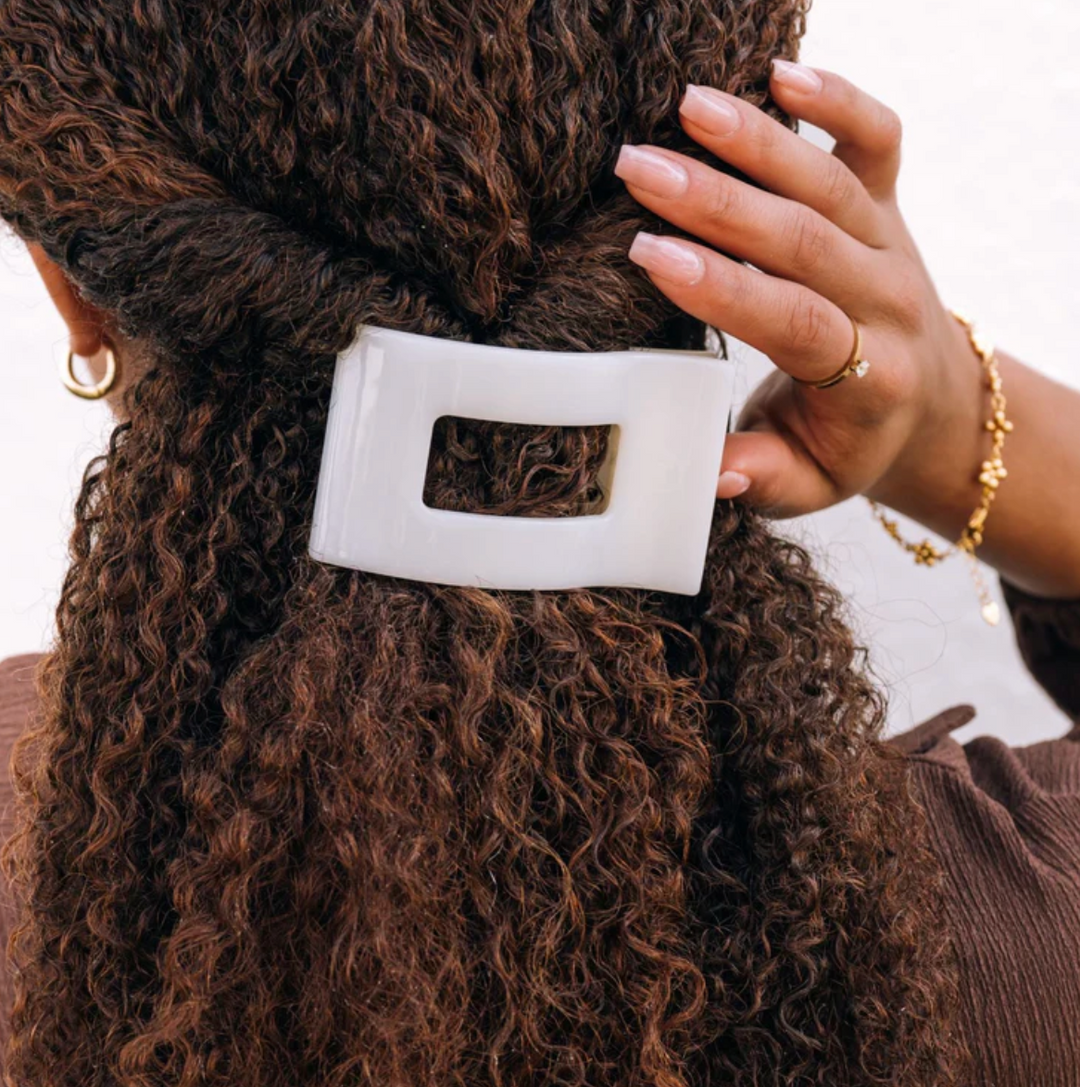 Coconut White Small Flat Clip - Pine & Moss