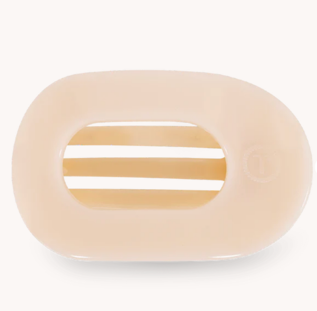 Almond Beige Small Flat Round Clip - Pine & Moss