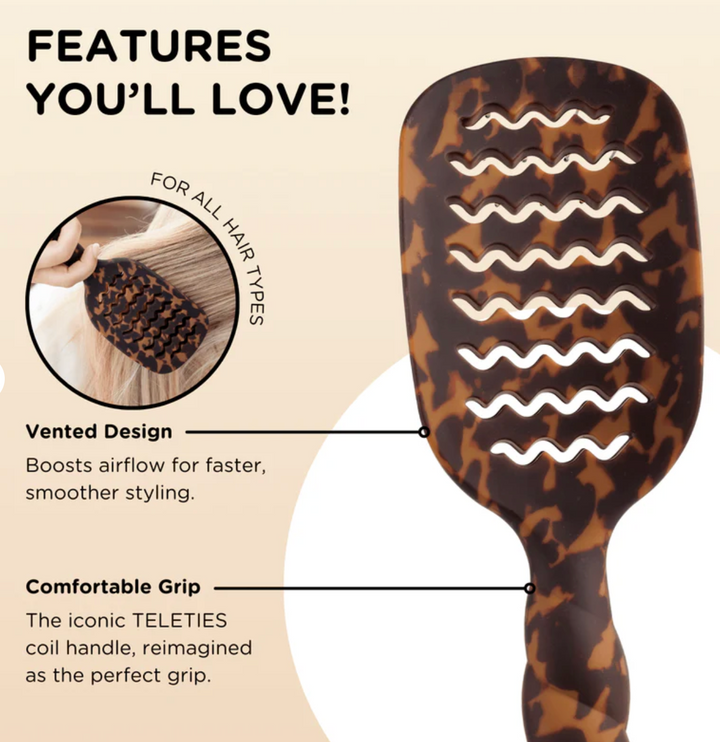Vented Hair Brush- Tortoise - Pine & Moss