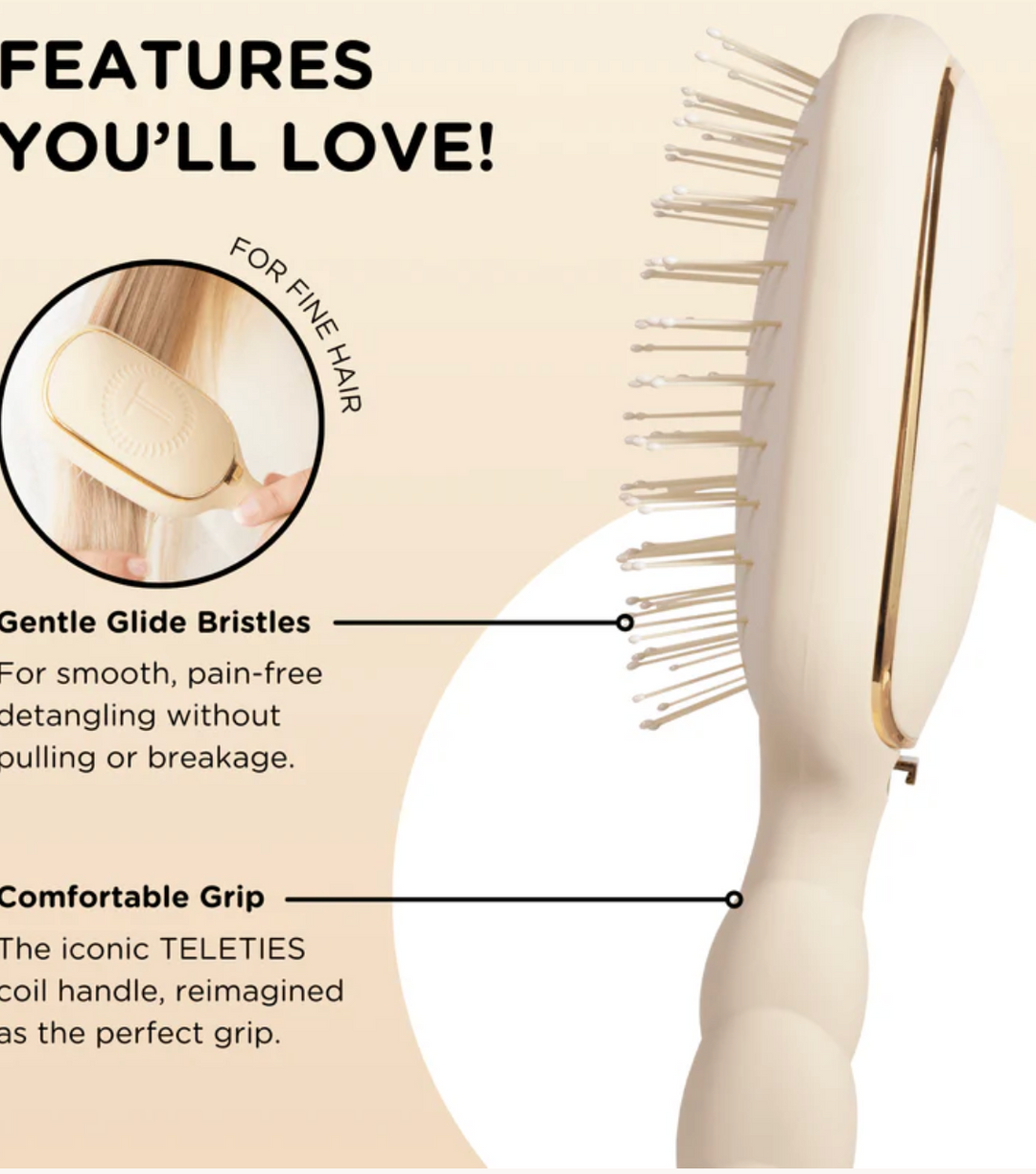 Detangler Brush for Medium Hair- Tan - Pine & Moss