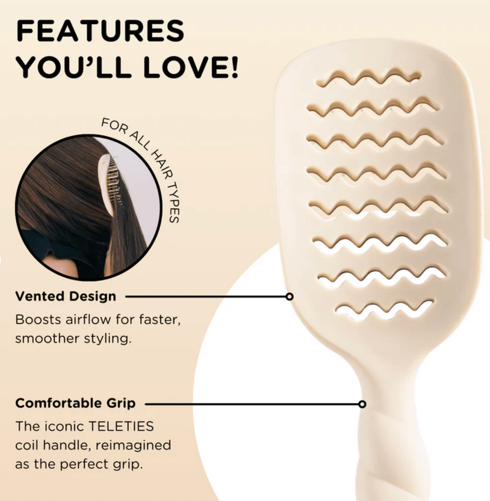 Vented Hair Brush For All Hair Types- Tan - Pine & Moss