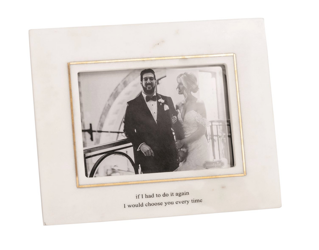 Choose You Gold Inlay Marble Frame - Pine & Moss