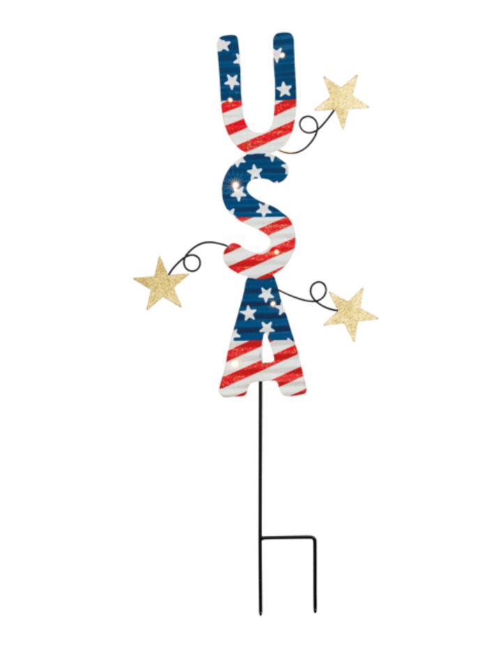 Americana Yard Stake - Pine & Moss