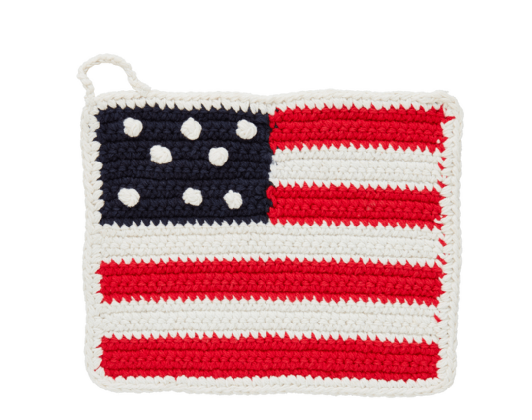 Americana Flag Crochet Pot Holder - Pine & Moss