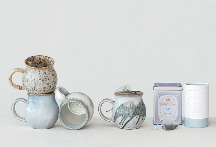 Stoneware Mug w/ Tea Bag Holder- 16 oz - Pine & Moss