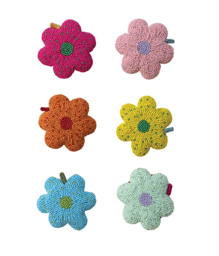 Glass Beaded Fabric Flower Tape Measure- 6 Colors to Choose - Pine & Moss