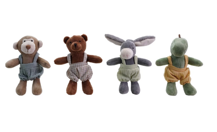 Plush Animals in Overalls - Pine & Moss