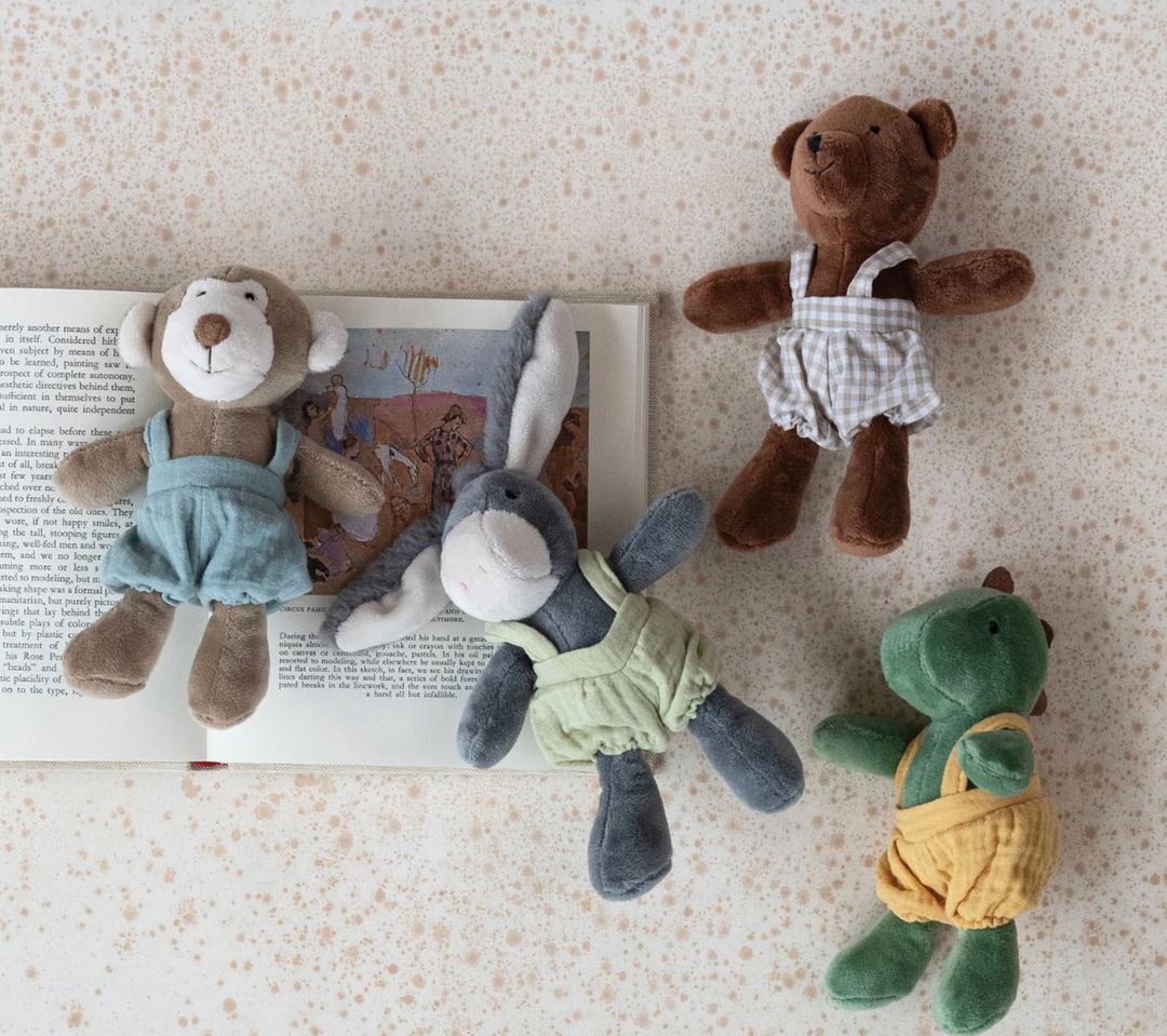 Plush Animals in Overalls - Pine & Moss